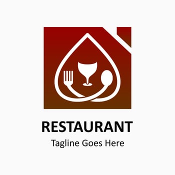 Inspiring restaurant vector logo. Abstract creative logotype. glass, spoon and fork icon in the shape of a heart in a house icon. Classic, vintag and modern logo illustration. Business company logo