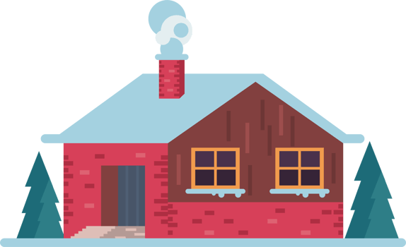 red house with snow png