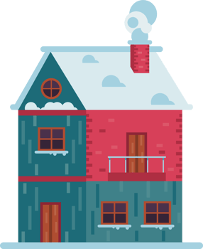 house with snow and chimney png