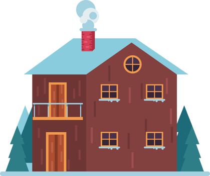 brown house with snow png