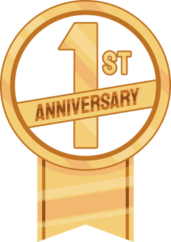 first anniversary golden badge png