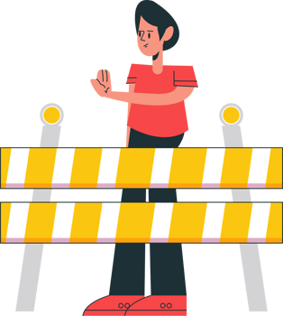 man with barricade caution png