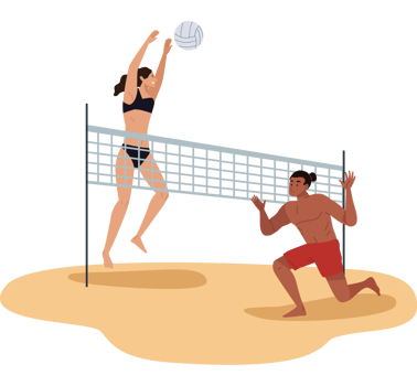 young couple volleyball players png