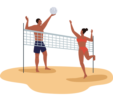 afro volleyball players couple png