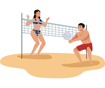 athletic volleyball players couple png