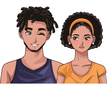 afro young lovers couple png