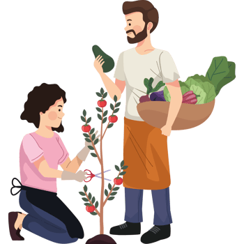 farmers couple with vegetables png