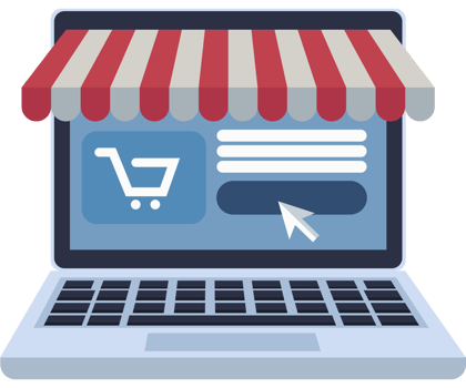 laptop with ecommerce tech png