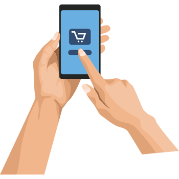 hand with ecommerce in smartphone png