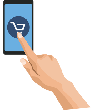 hand touching smartphone with ecommerce png