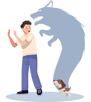 man suffering from cynophobia png