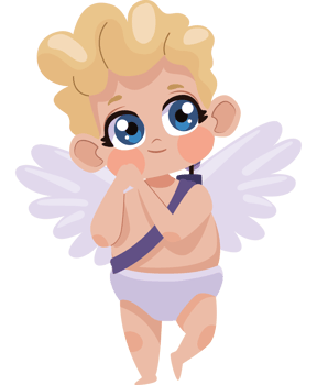 little blond cupid flying png