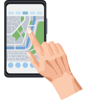 hand using gps app png