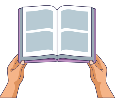 hands with book library png