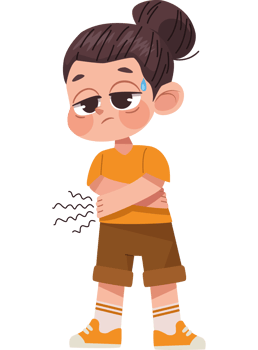 little girl sick with stomach ache png