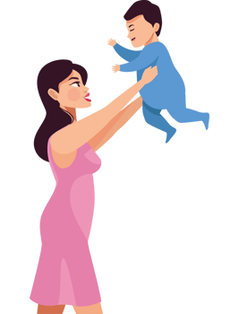 woman lifting newborn baby png