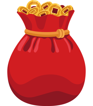 chinese coins in bag png