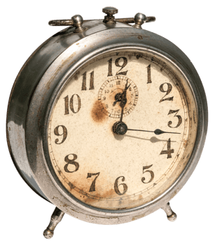 Retro alarm clock isolated Silver plated png