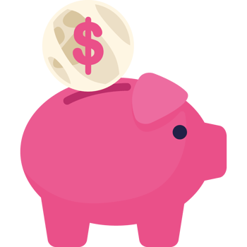 piggy with money glassmorphism png