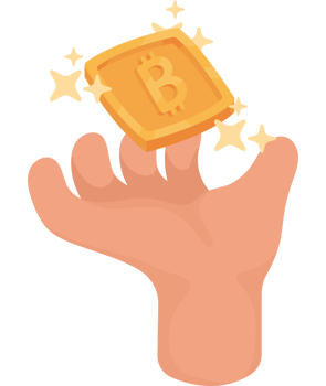 hand lifting bitcoin png