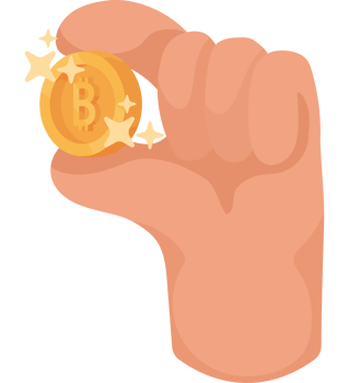 hand with bitcoin png