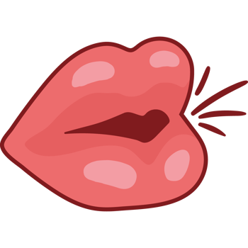 mouth kissing sticker retro png