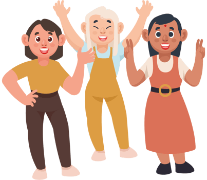 three diversity girls png