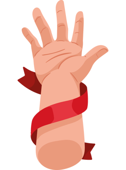 hand with red ribbon campaign png