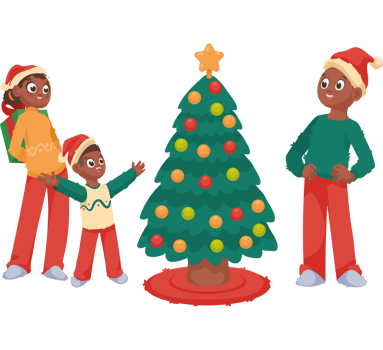 afro family celebrating christmas png