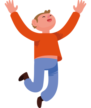 happy man celebrating jumping png
