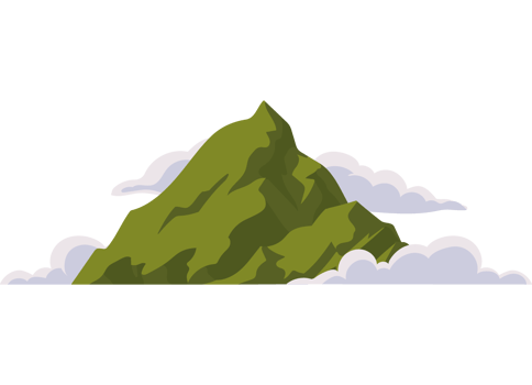 green mountain with clouds png