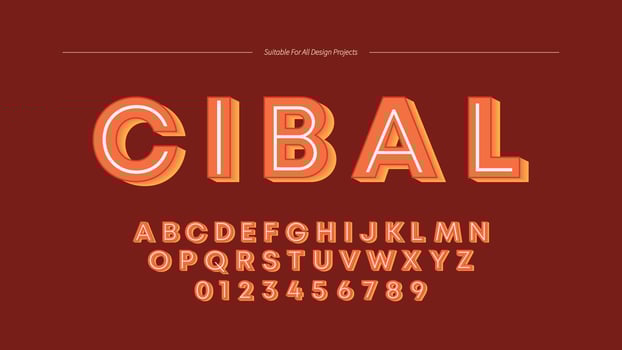 3D Shadow Cut Graphic Alphabet Font vector