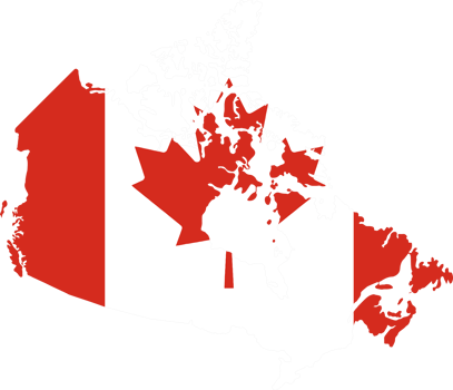 Canada flag on map on transparent  background png