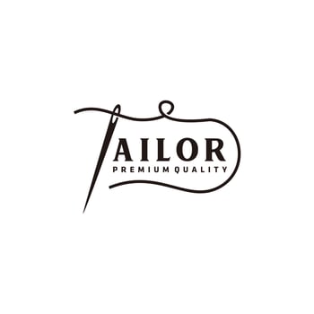Tailor's needle vector logo design. icon. Textile emblem. Clothes label.