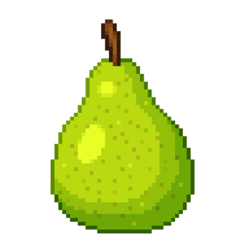 An 8 bit retro styled pixel art illustration of a pear. png