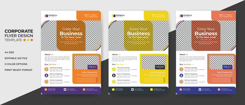 Four business Corporate flyer design layout template A4 vector