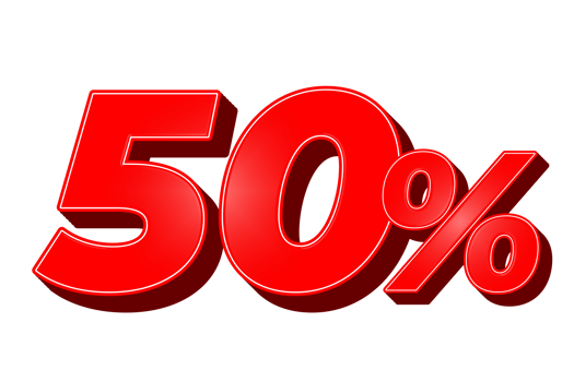 Sale 50 percent 3d label promotion banner png