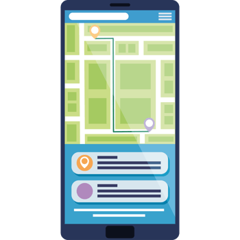 smartphone with delivery app png