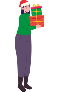 woman with christmas gifts png
