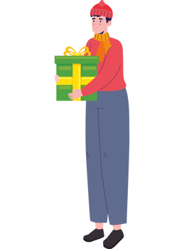 man with christmas gift png