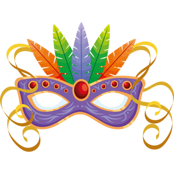 purple mardi gras mask with feathers png