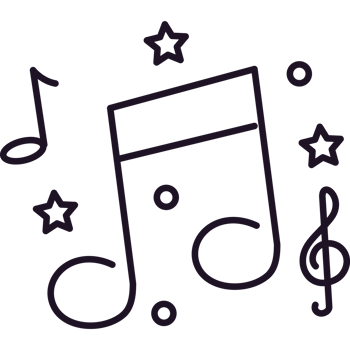 music notes and stars line png