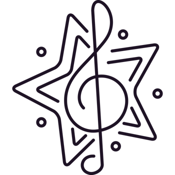 music note in star line png