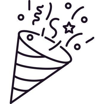 party cornet with confetti line png