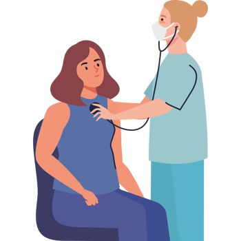 female doctor using stethoscope with patient png