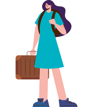 female traveler with suitcases png