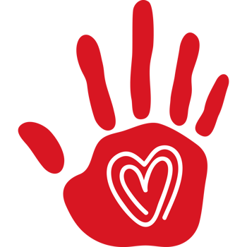 red hand print with heart png