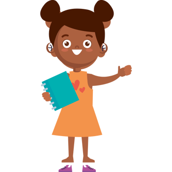 afro little student girl png
