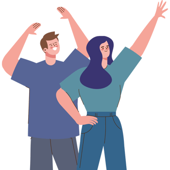 young couple celebrating characters png