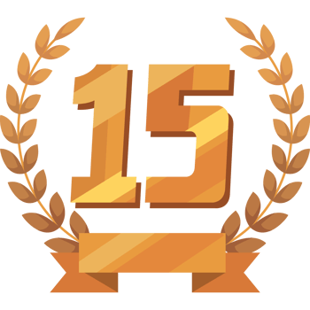 fifteenth annivesary golden badge png